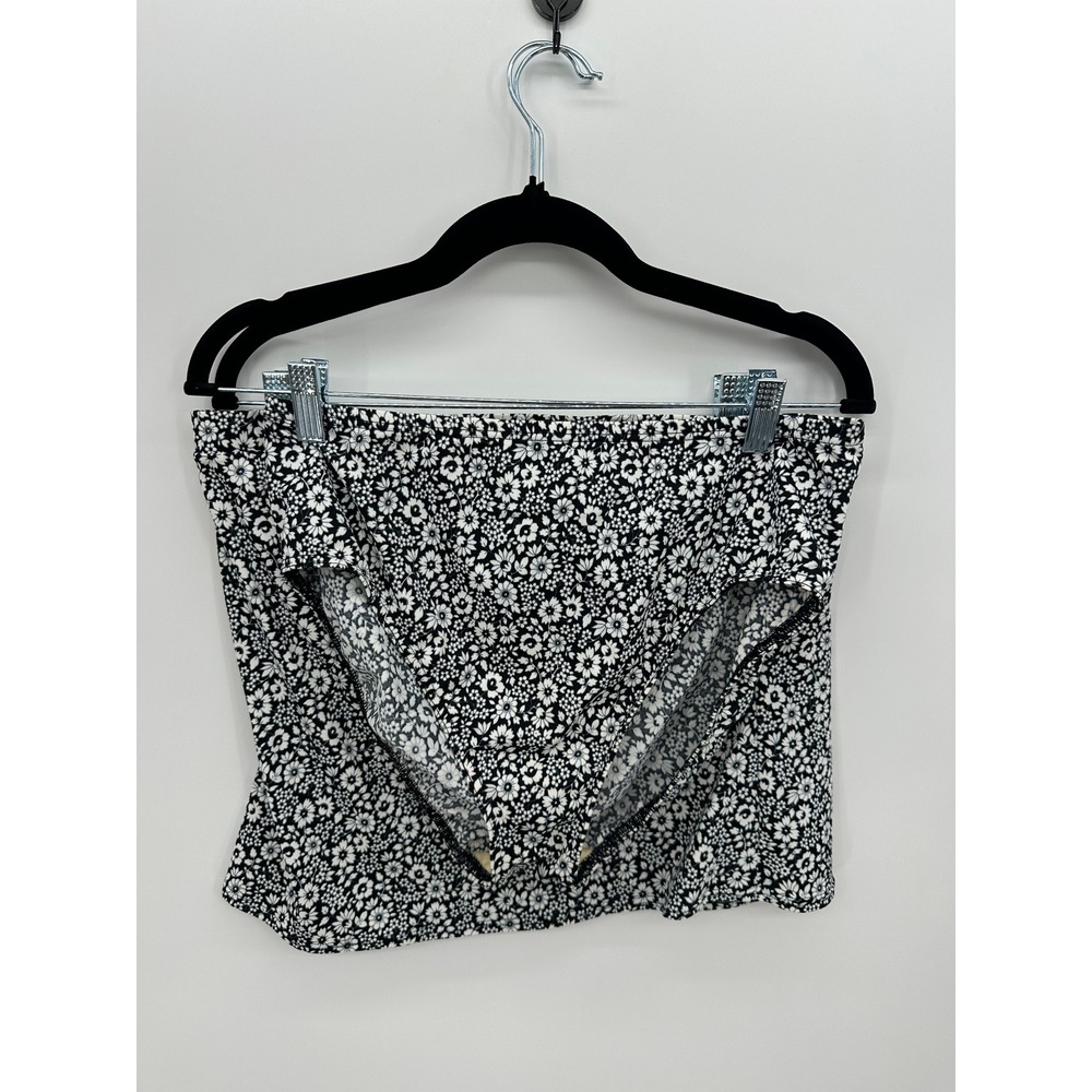 Lands‎ End Women Black White Floral Daisy Strapless Swim Suit Set Sz 14